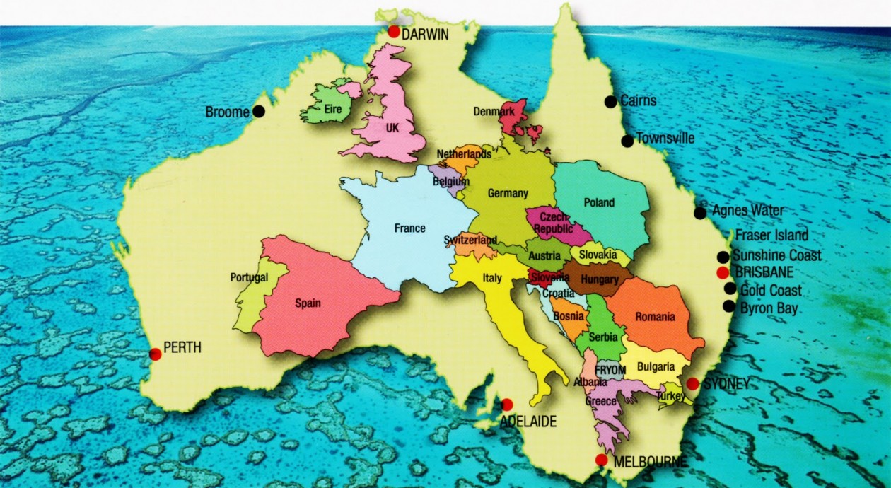 Porównanie powierzchni Europy do powierzchni Australii