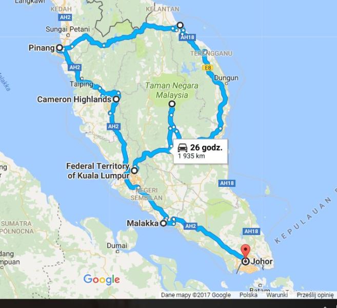 Mapa trasy naszej wycieczki objazdowej:)