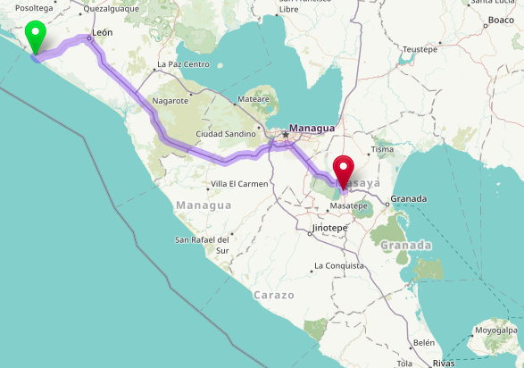 Trasa Poneloya - Leon - Managua - Masaya - to tylko 140km, ale zajęła nam cały dzień.