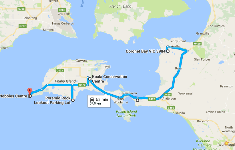 Trasa zrobiona dnia pierwszego na Philip Island