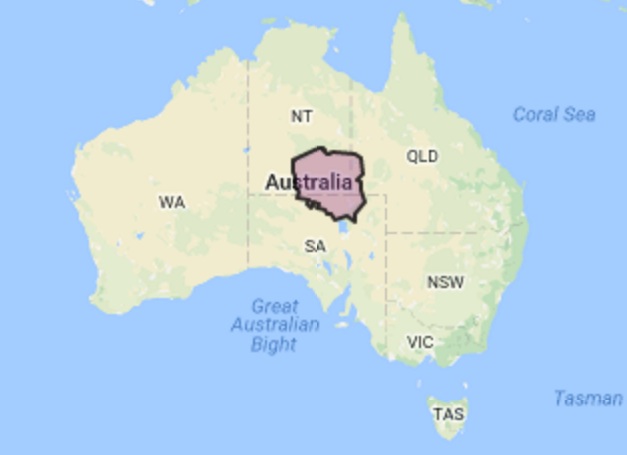 Porównanie powierzchni Polski do powierzchni Australii
