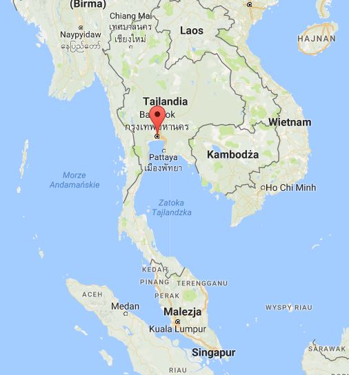 Czerwona pinezka na mapie - Bangkok