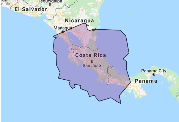 Porównanie powierzchni Kostaryki do Polski