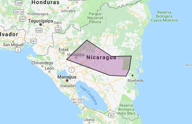 Porównanie rozmiaru Nikaragui i Salwadoru